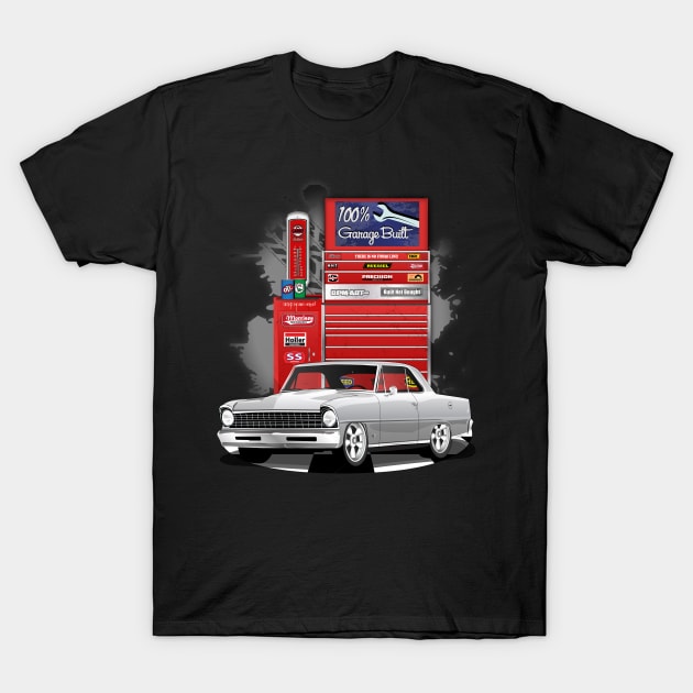 1967 Pewter Gray Chevrolet Nova Garage Built Print T-Shirt by RPM-ART